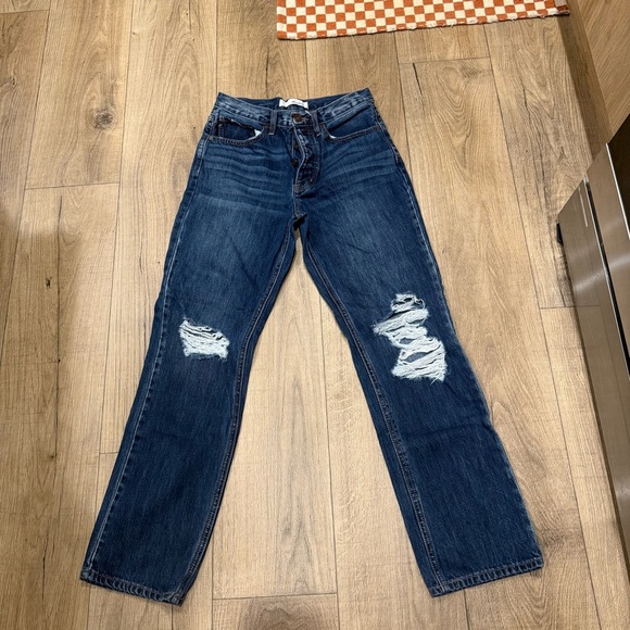 KanCan Blue Straight-Leg Distressed Jeans Size 3 / 25 - Picture 1 of 4